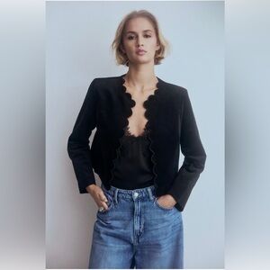 H&M Black Scalloped Blazer